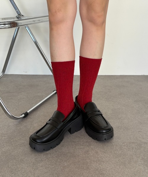 Teem Store（チームストア）の「リボン刺繍ネップソックス（ソックス/靴下・レディース・レッド/ベージュ/ブラック・F）」の10枚目の写真