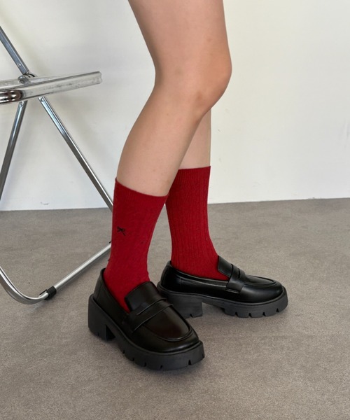 Teem Store（チームストア）の「リボン刺繍ネップソックス（ソックス/靴下・レディース・レッド/ベージュ/ブラック・F）」の18枚目の写真