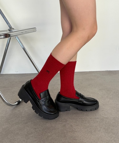 Teem Store（チームストア）の「リボン刺繍ネップソックス（ソックス/靴下・レディース・レッド/ベージュ/ブラック・F）」の19枚目の写真