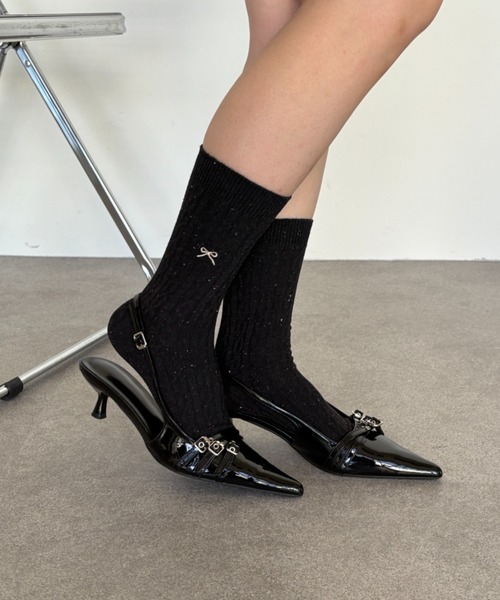 Teem Store（チームストア）の「リボン刺繍ネップソックス（ソックス/靴下・レディース・レッド/ベージュ/ブラック・F）」の8枚目の写真