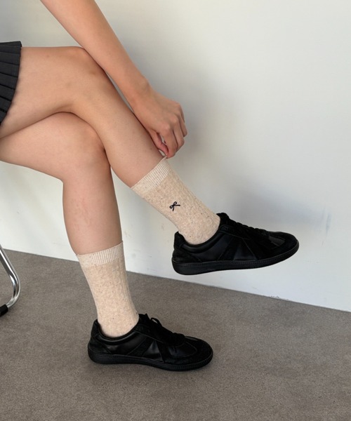 Teem Store（チームストア）の「リボン刺繍ネップソックス（ソックス/靴下・レディース・レッド/ベージュ/ブラック・F）」の16枚目の写真