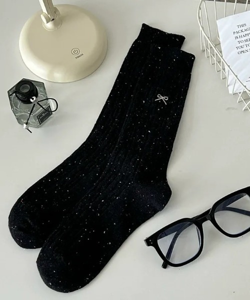 Teem Store（チームストア）の「リボン刺繍ネップソックス（ソックス/靴下・レディース・レッド/ベージュ/ブラック・F）」の13枚目の写真