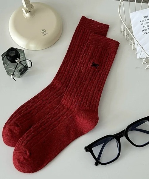 Teem Store（チームストア）の「リボン刺繍ネップソックス（ソックス/靴下・レディース・レッド/ベージュ/ブラック・F）」の15枚目の写真