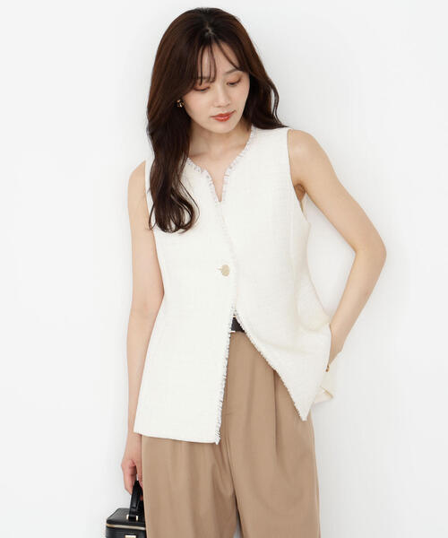 PROPORTION BODY DRESSING(プロポーションボディドレッシング)の「ニュアンス釦ツイードジレ / 1215255800(テーラードジャケット・レディース・ブラック系その他/ホワイト系その他・MEDIUM/SMALL)」の3枚目の写真