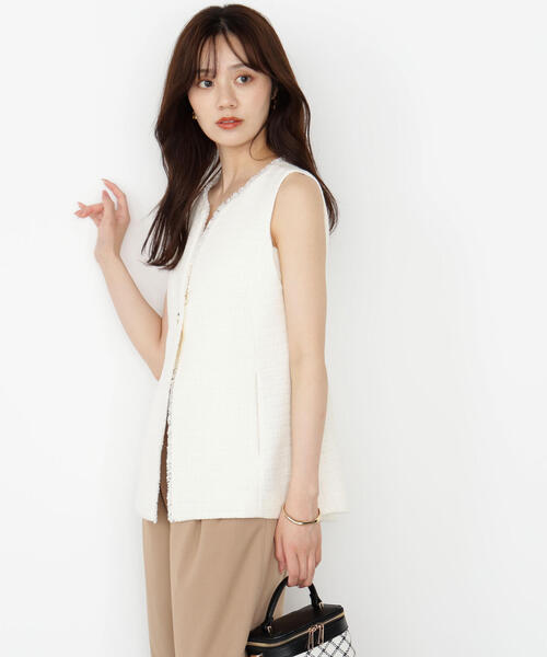 PROPORTION BODY DRESSING(プロポーションボディドレッシング)の「ニュアンス釦ツイードジレ / 1215255800(テーラードジャケット・レディース・ブラック系その他/ホワイト系その他・MEDIUM/SMALL)」の5枚目の写真