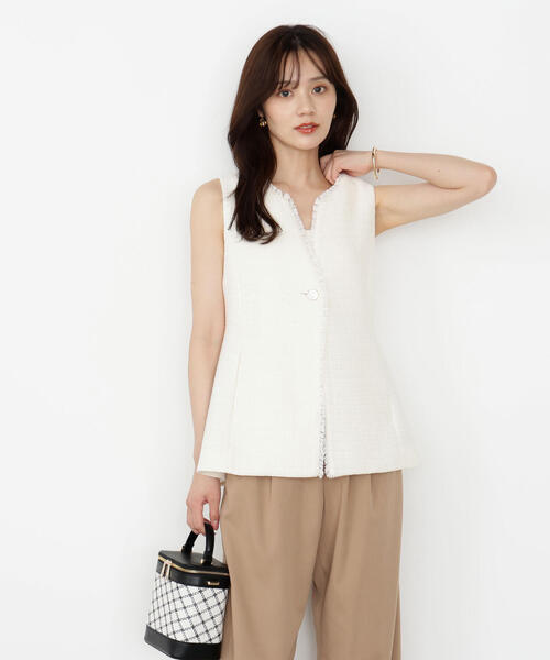 PROPORTION BODY DRESSING(プロポーションボディドレッシング)の「ニュアンス釦ツイードジレ / 1215255800(テーラードジャケット・レディース・ブラック系その他/ホワイト系その他・MEDIUM/SMALL)」の8枚目の写真