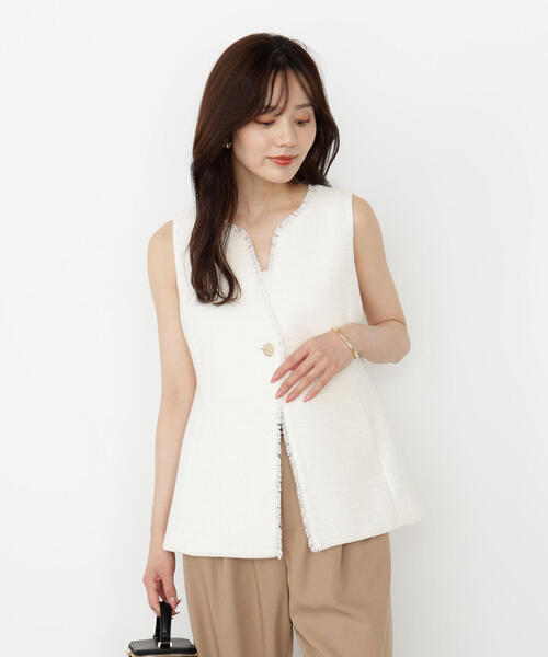 PROPORTION BODY DRESSING(プロポーションボディドレッシング)の「ニュアンス釦ツイードジレ / 1215255800(テーラードジャケット・レディース・ブラック系その他/ホワイト系その他・MEDIUM/SMALL)」の9枚目の写真