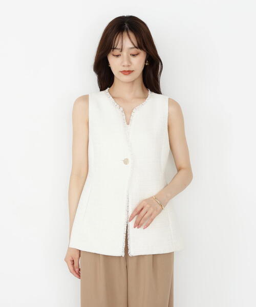 PROPORTION BODY DRESSING(プロポーションボディドレッシング)の「ニュアンス釦ツイードジレ / 1215255800(テーラードジャケット・レディース・ブラック系その他/ホワイト系その他・MEDIUM/SMALL)」の10枚目の写真