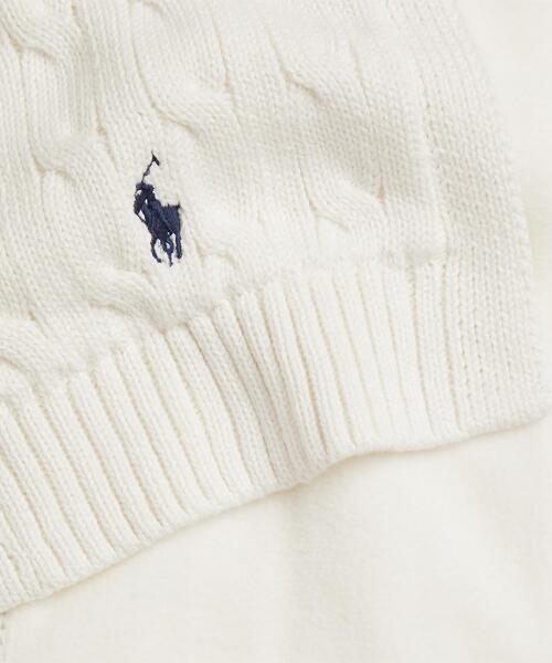 POLO RALPH LAUREN ロゴ刺繍ケーブルニットスカーフ ケーブルニット コットン スカーフ（マフラー）｜POLO RALPH
