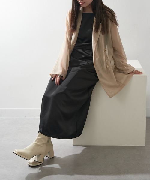 SETUP7(セットアップセブン)の「【SETUP7】スクエアトゥ ショートヒールブーツ 太ヒール バックジップ KNF-TP(ブーツ・レディース・ブラック/アイボリー・39/38/37/36)」の12枚目の写真