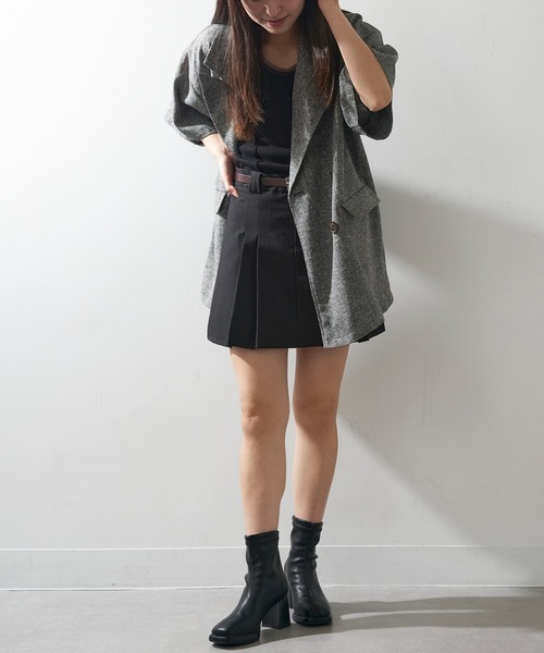 SETUP7(セットアップセブン)の「【SETUP7】スクエアトゥ ショートヒールブーツ 太ヒール バックジップ KNF-TP(ブーツ・レディース・ブラック/アイボリー・39/38/37/36)」の6枚目の写真