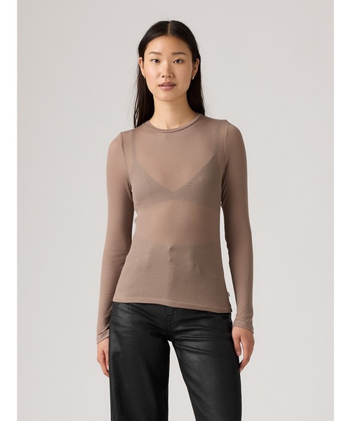 Levi's(リーバイス)の「Levi's/リーバイス シアー ロングスリーブ レイヤードTシャツ(Tシャツ/カットソー・レディース・ベージュ・M/S/XS)」の4枚目の写真