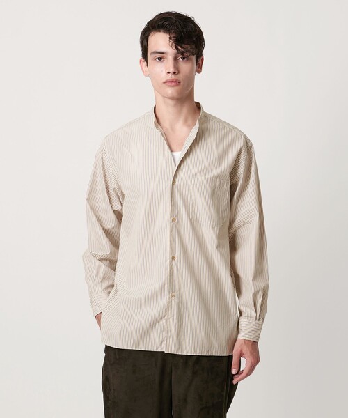 UNITED ARROWS（ユナイテッドアローズ）の「カリビアーナミルズ ポプリン バンドカラーシャツ（シャツ/ブラウス・メンズ・ナチュラル/ロイヤルブルー/ベージュ/ホワイト・M/L/XL/S）」の2枚目の写真