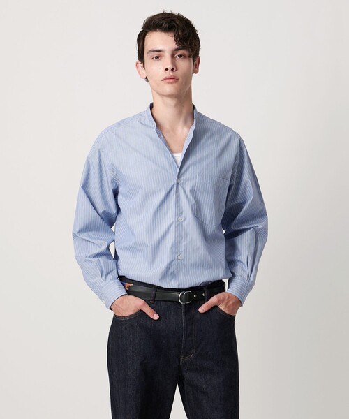 UNITED ARROWS（ユナイテッドアローズ）の「カリビアーナミルズ ポプリン バンドカラーシャツ（シャツ/ブラウス・メンズ・ナチュラル/ロイヤルブルー/ベージュ/ホワイト・M/L/XL/S）」の4枚目の写真