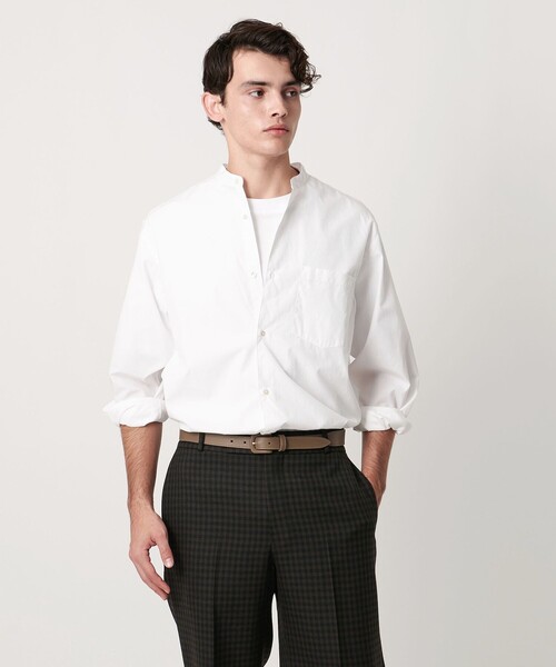 UNITED ARROWS（ユナイテッドアローズ）の「カリビアーナミルズ ポプリン バンドカラーシャツ（シャツ/ブラウス・メンズ・ナチュラル/ロイヤルブルー/ベージュ/ホワイト・M/L/XL/S）」の5枚目の写真