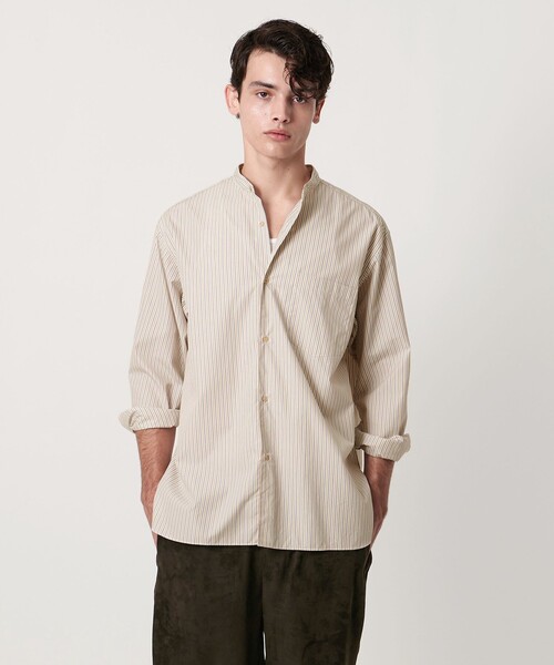 UNITED ARROWS（ユナイテッドアローズ）の「カリビアーナミルズ ポプリン バンドカラーシャツ（シャツ/ブラウス・メンズ・ナチュラル/ロイヤルブルー/ベージュ/ホワイト・M/L/XL/S）」の10枚目の写真