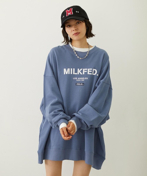 MILKFED.（ミルクフェド）の「STENCIL AND BAR LOGO BIG SWEAT TOP（スウェット・レディース・アッシュ/チャコール/ブラウン/ライトブルー・S/M）」の21枚目の写真