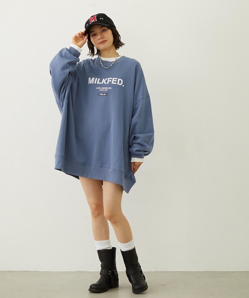 MILKFED.（ミルクフェド）の「STENCIL AND BAR LOGO BIG SWEAT TOP（スウェット・レディース・アッシュ/チャコール/ブラウン/ライトブルー・S/M）」の22枚目の写真