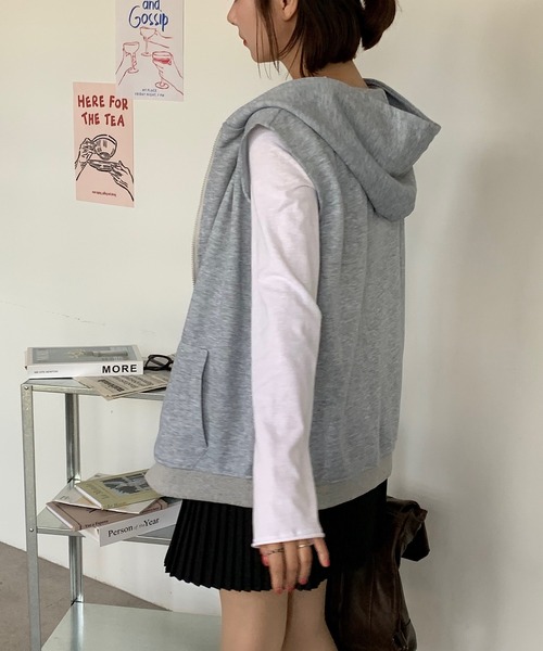 Teem Store(チームストア)の「フード付きスウェットベスト(ベスト・レディース・グレー/ネイビー・S/M)」の15枚目の写真