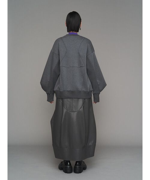 UN3D.（アンスリード）の「FAKE LEATHER COCOON SK / フェイクレザーコクーンスカート（スカート・レディース・グレー/ブラック・38/36）」の8枚目の写真