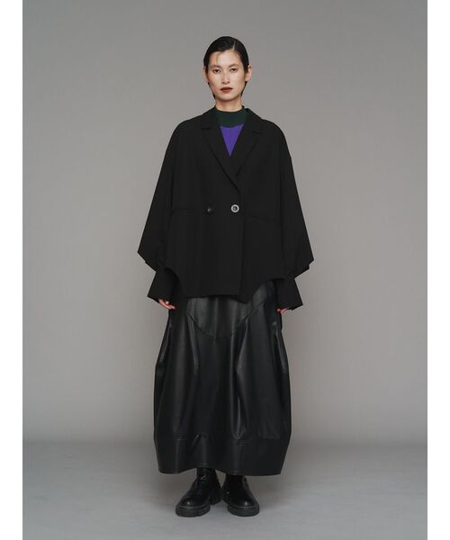 UN3D.（アンスリード）の「FAKE LEATHER COCOON SK / フェイクレザーコクーンスカート（スカート・レディース・グレー/ブラック・38/36）」の11枚目の写真