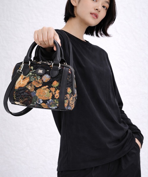 jouetie（ジュエティ）の「【jouetie/ジュエティ】ゴブランフラワー　ミニボストンバッグ（ボストンバッグ・レディース・レッド/グリーン/ブラック/ブルー・FREE）」の2枚目の写真