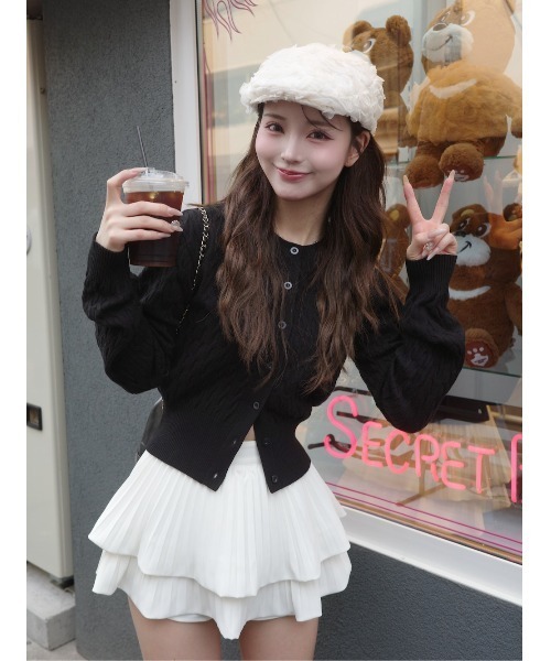 Darich♡ナローケーブルニットカーディガン♡レッド ダーリッチ Darich ナローケーブルニットカーディガン （レッド