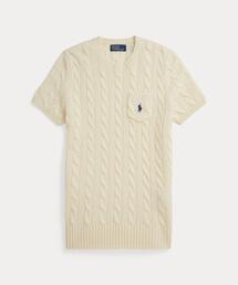 ✨POLO RALPH LAUREN ホワイト 半袖セーター M コットン ポロカラー セーター MNPOSWE1N820084