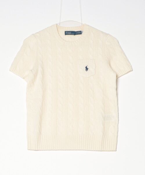 POLO RALPH LAUREN（ポロ ラルフ ローレン）の「ケーブル ウールカシミヤ ショートスリーブ セーター（ニット/セーター・レディース・ホワイト・S/XS/XL/L/M）」の3枚目の写真