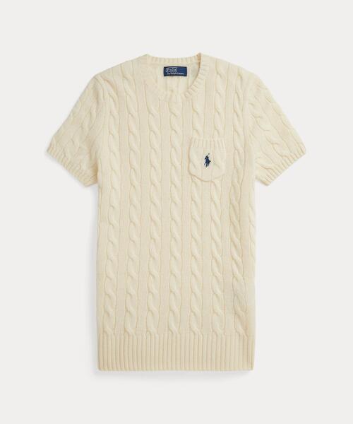 POLO RALPH LAUREN（ポロ ラルフ ローレン）の「ケーブル ウールカシミヤ ショートスリーブ セーター（ニット/セーター・レディース・ホワイト・S/XS/XL/L/M）」の8枚目の写真