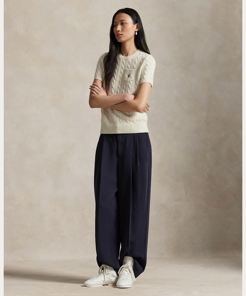 POLO RALPH LAUREN（ポロ ラルフ ローレン）の「ケーブル ウールカシミヤ ショートスリーブ セーター（ニット/セーター・レディース・ホワイト・S/XS/XL/L/M）」の7枚目の写真