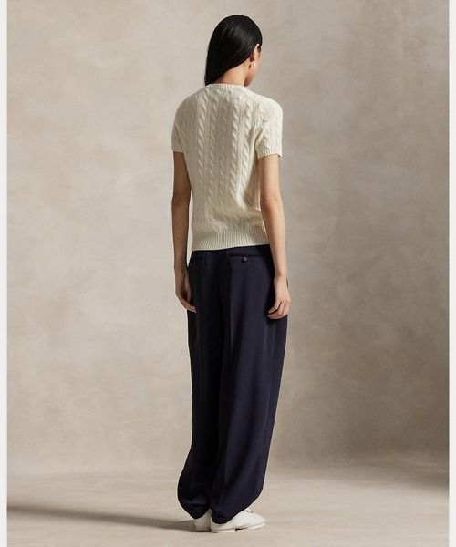 POLO RALPH LAUREN（ポロ ラルフ ローレン）の「ケーブル ウールカシミヤ ショートスリーブ セーター（ニット/セーター・レディース・ホワイト・S/XS/XL/L/M）」の6枚目の写真