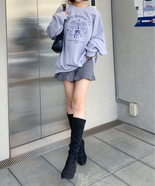 Mejoul(メジュール)の「ポインテッドトゥスエードストレッチチャンキーヒールロングブーツ(ブーツ・レディース・ブラウン/ブラック・M/L)」の15枚目の写真