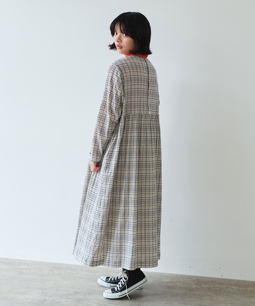 bulle de savon(ビュルデサボン)の「△ちぢみcheck ワンピース(ワンピース・レディース・キナリ/ピンク・FREE)」の6枚目の写真