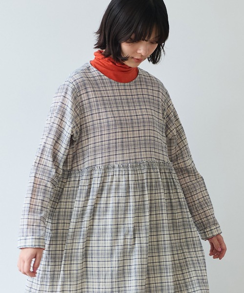 bulle de savon(ビュルデサボン)の「△ちぢみcheck ワンピース(ワンピース・レディース・キナリ/ピンク・FREE)」の7枚目の写真