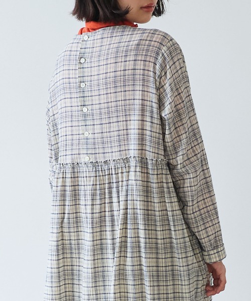 bulle de savon(ビュルデサボン)の「△ちぢみcheck ワンピース(ワンピース・レディース・キナリ/ピンク・FREE)」の8枚目の写真