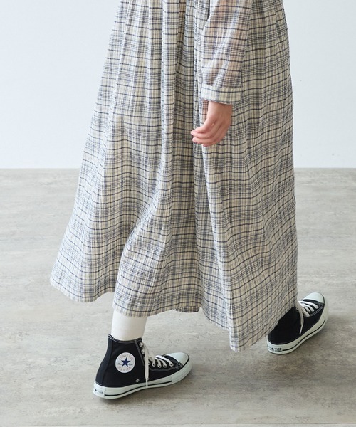 bulle de savon(ビュルデサボン)の「△ちぢみcheck ワンピース(ワンピース・レディース・キナリ/ピンク・FREE)」の9枚目の写真