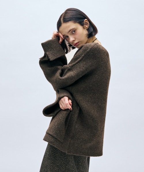 AIC.（エーアイシー）の「ワイドターンバックニットカーディガン（カーディガン/ボレロ・レディース・チャコールグレー/ブラウン・FREE）」の14枚目の写真