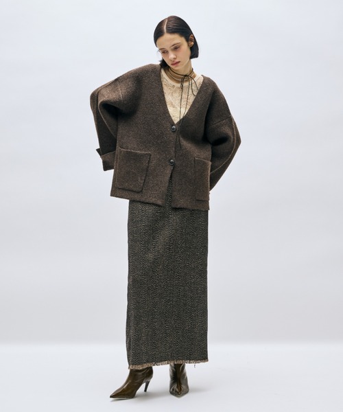 AIC.（エーアイシー）の「ワイドターンバックニットカーディガン（カーディガン/ボレロ・レディース・チャコールグレー/ブラウン・FREE）」の18枚目の写真