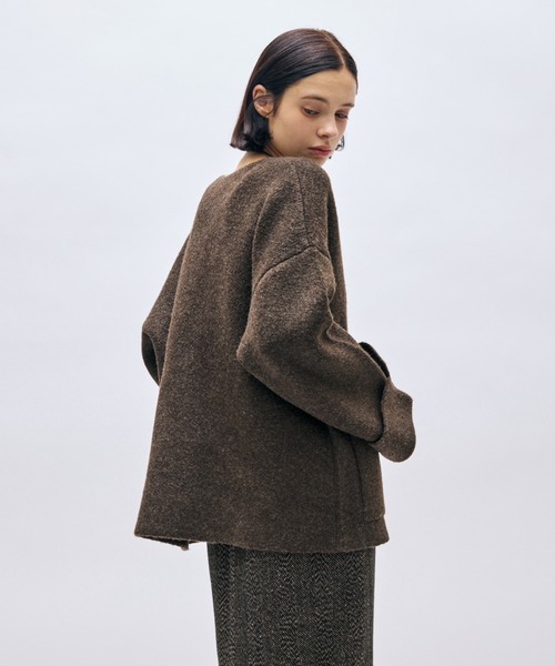 AIC.（エーアイシー）の「ワイドターンバックニットカーディガン（カーディガン/ボレロ・レディース・チャコールグレー/ブラウン・FREE）」の15枚目の写真