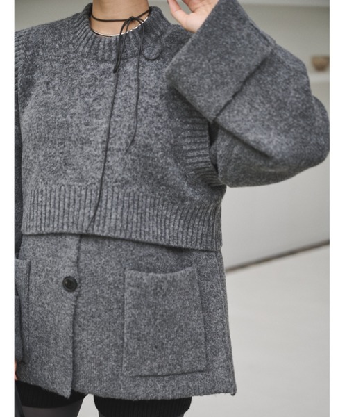 AIC.（エーアイシー）の「ワイドターンバックニットカーディガン（カーディガン/ボレロ・レディース・チャコールグレー/ブラウン・FREE）」の8枚目の写真