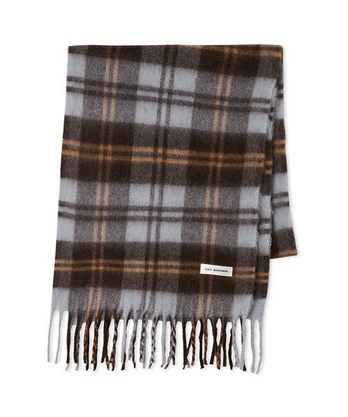 LILY BROWN（リリーブラウン）の「シャギーチェックストール（ストール/ショール・レディース・ブルー/グリーン/ライトベージュ・F）」の3枚目の写真