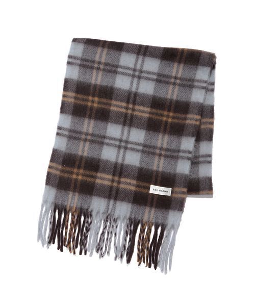 LILY BROWN（リリーブラウン）の「シャギーチェックストール（ストール/ショール・レディース・ブルー/グリーン/ライトベージュ・F）」の7枚目の写真