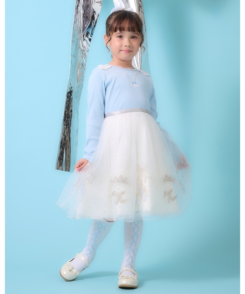 セール】チュール刺しゅうドッキングワンピース（ワンピース）｜mezzo