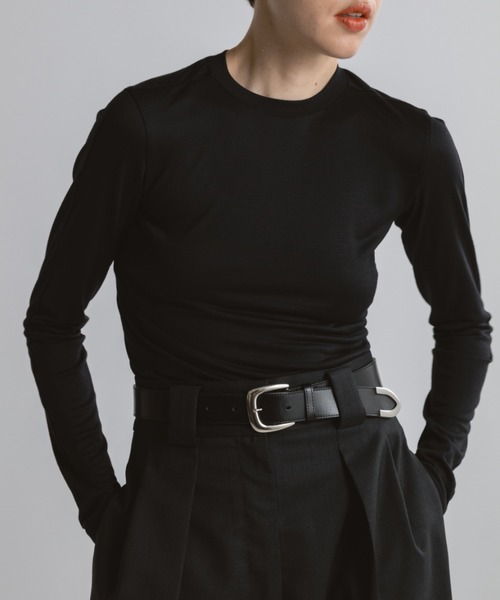 CINOH(チノ)の「WOOL JERSEY CREW NECK T-SHIRT(Tシャツ/カットソー・レディース・ブラック/ホワイト系その他・38/36)」の8枚目の写真