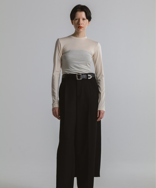CINOH(チノ)の「WOOL JERSEY CREW NECK T-SHIRT(Tシャツ/カットソー・レディース・ブラック/ホワイト系その他・38/36)」の11枚目の写真