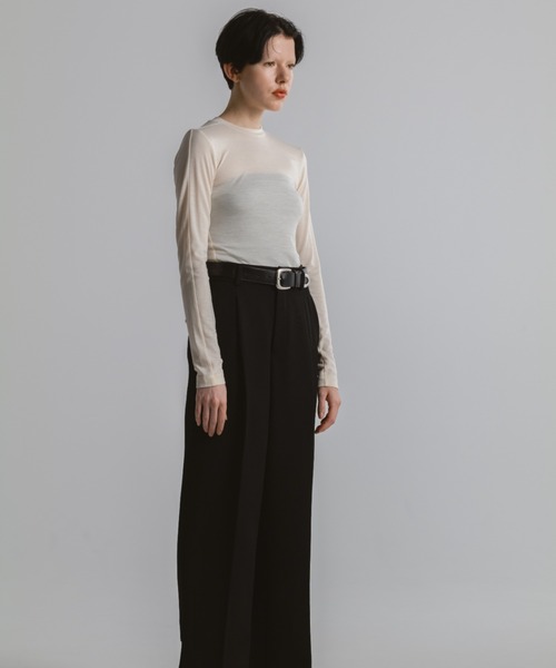 CINOH(チノ)の「WOOL JERSEY CREW NECK T-SHIRT(Tシャツ/カットソー・レディース・ブラック/ホワイト系その他・38/36)」の12枚目の写真