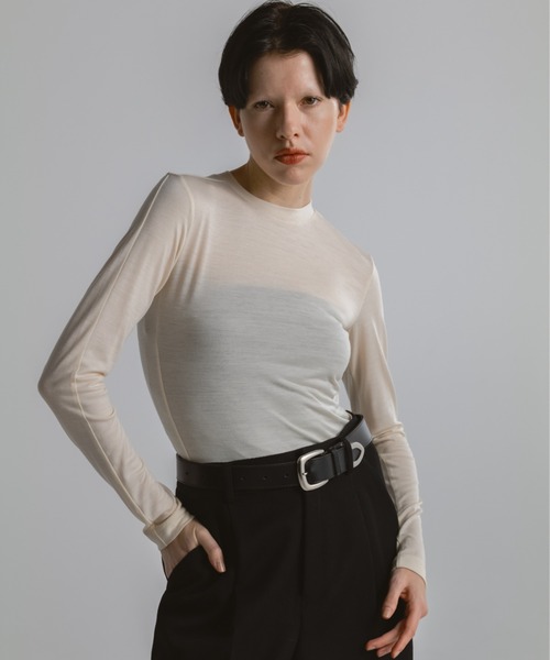 CINOH(チノ)の「WOOL JERSEY CREW NECK T-SHIRT(Tシャツ/カットソー・レディース・ブラック/ホワイト系その他・38/36)」の15枚目の写真
