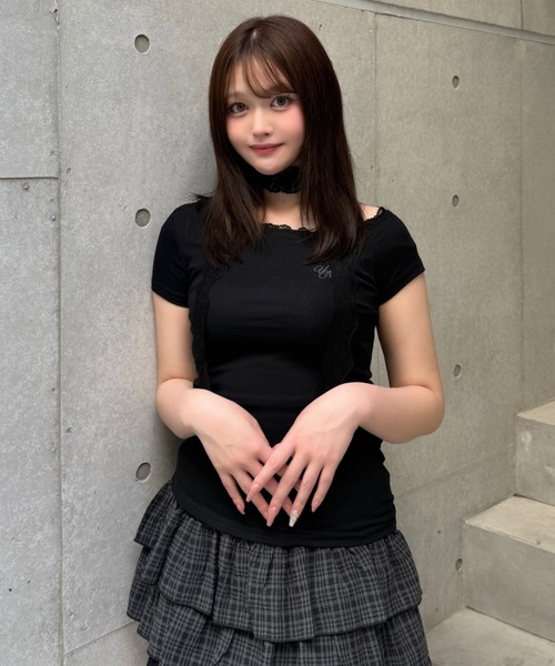 Lae(レイ)の「ティアードレースミニスカート(スカート・レディース・ブラック/ホワイト・MEDIUM/SMALL)」の5枚目の写真