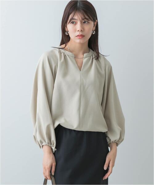 F by ROSSO（エフバイロッソ）の「F by ROSSO　イージーケアバルーンスリーブブラウス（シャツ/ブラウス・レディース・ネイビー/グレー/ベージュ系その他・FREE）」の4枚目の写真